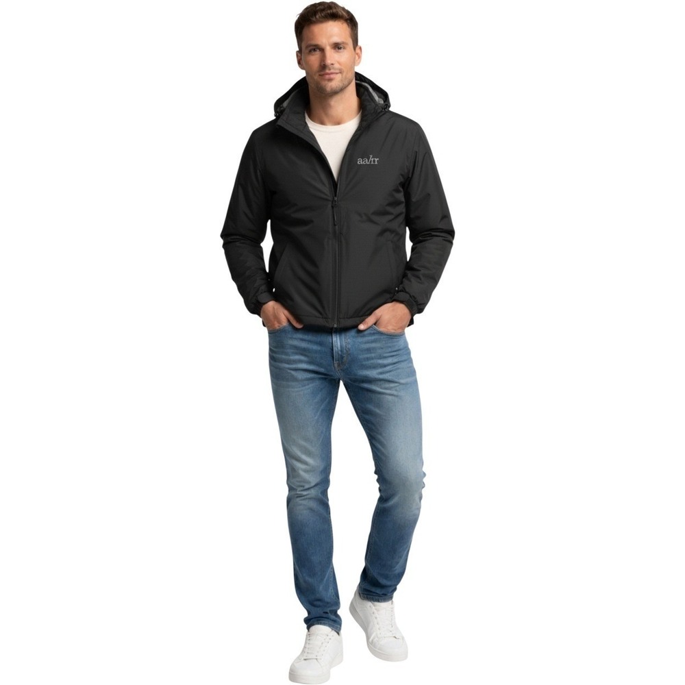 Charles River Apparel Mens Gray Hooded Windbreaker Jacket Size L AALR Logo